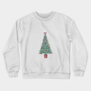 Christmas tree and decorations and red bows Crewneck Sweatshirt